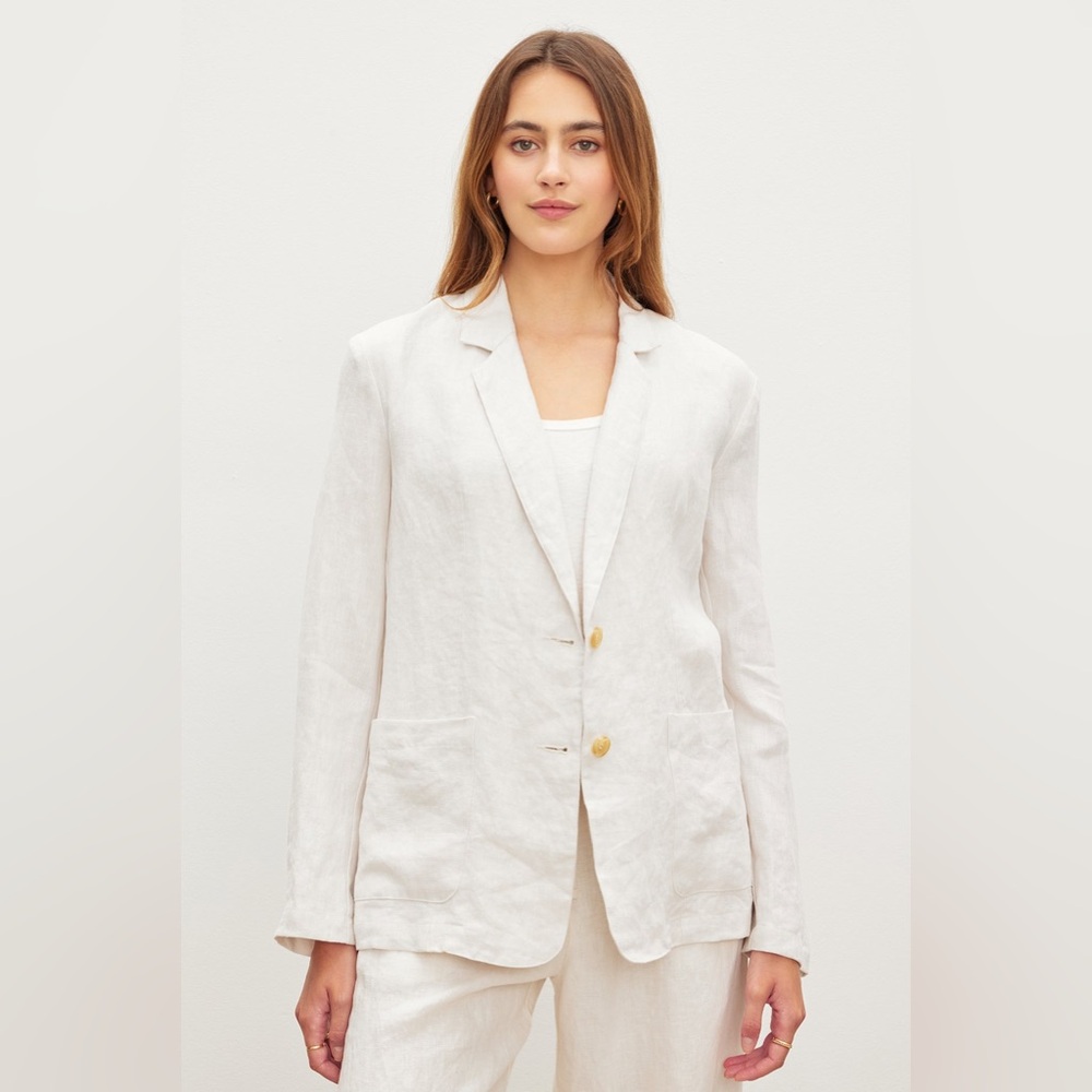 Velvet by Graham & Spencer Lenny Heavy Linen Blazer | Size S | Bisque